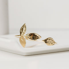 rose leaves bracelet or cuff is perfect to be worn alone or stacked (or layered) with other pieces.